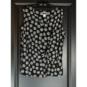 Black & White Polka Dot Sleeveless Top Blouse Women's XL‎ Career Casual